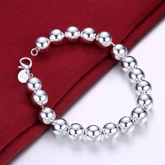COPY - 925 Ball Bracelet Sterling Silver! 8mm - Picture 1 of 3